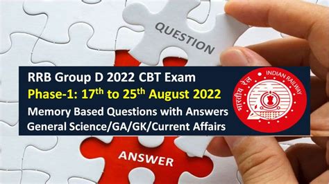 Rrb Group D 2022 Memory Based Question Paper With Answers Pdf Download Gagkgeneral Science