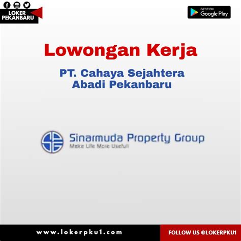 Lowongan Kerja PT Sinarmuda Property Group Pekanbaru September 2020