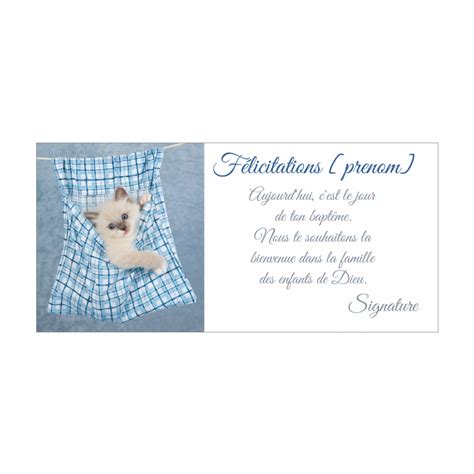 Carte Felicitation Bapteme Chat Bleu Animaux gratuit à imprimer carte