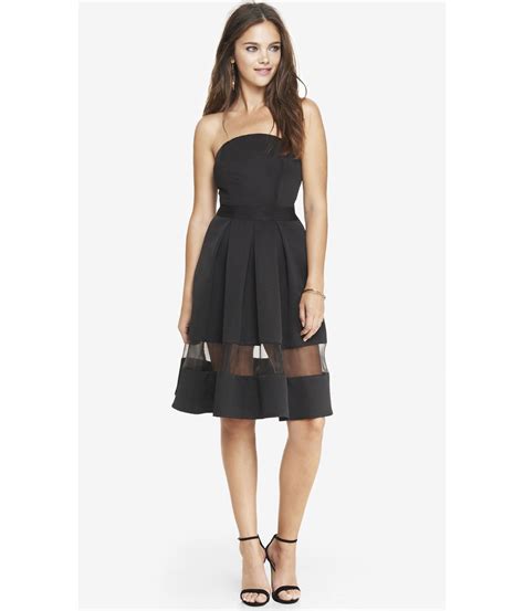 Lyst Express Strapless Organza Inset Midi Dress In Black