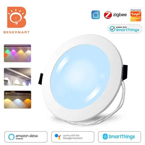 Benexmart Zigbee Led Downlight Tuya Smartthings App Control Rgbcw