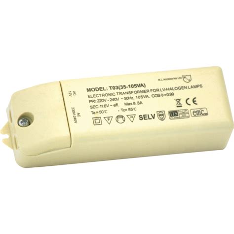 Shop Knightsbridge T03 12v 35 105w Dimmable Transformer