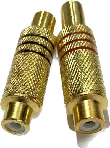 Plug Jack Rca Fêmea Metálico Gold Pt E Vm Kit 10 Peças