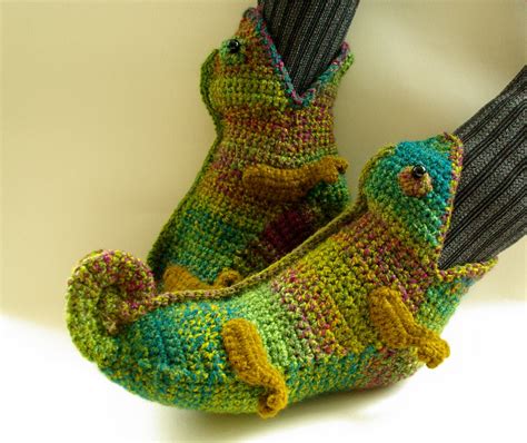 crochet slippers chameleon slippers novelty slippers