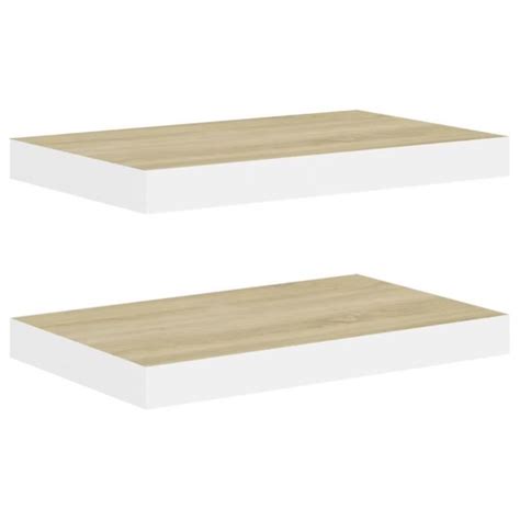 Étagères flottantes 2 pcs Chêne et blanc 50x23x3 8 cm MDF SALALIS