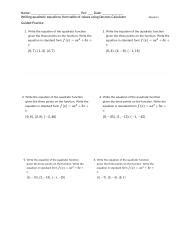 Writing Quadratic Equations From Table Of Values Using Desmos Course Hero