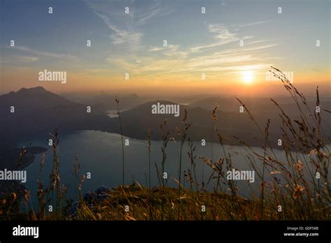 Steinbach Am Attersee Blick Vom Gipfel Mahdlgupf Auf See Attersee