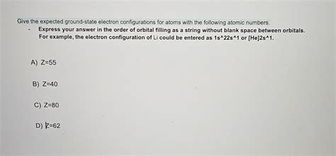 Solved Give The Expected Ground State Electron