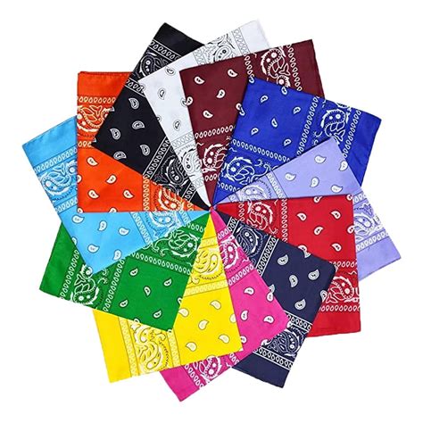 Dozen Paisley Bandanas Multi Colored Set Cowboy Bandana Head Scarf