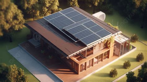 Isometric House With Solar Panels A D Rendered Image Background D