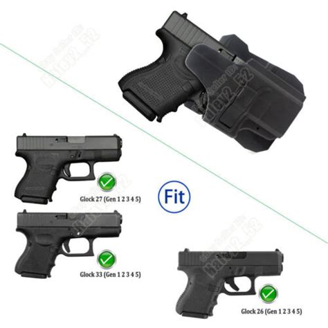 Owb Holster For Glock 26 27 33 Gen 5 4 3 2 1 G26 G27 G33 Level 2 Paddle