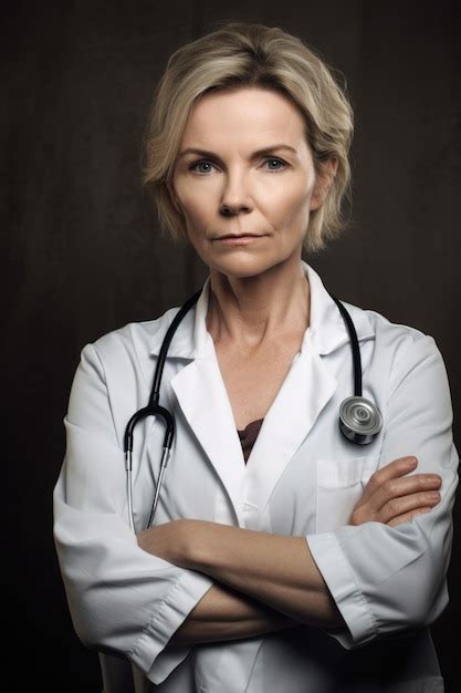 Premium AI Image Portrait Of An Attractive Mature Doctor Standing