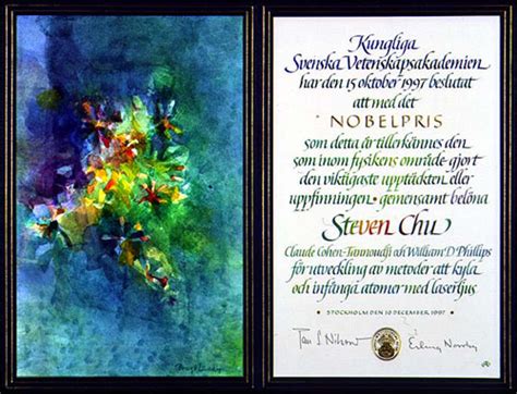 Steven Chu – Nobel diploma - NobelPrize.org