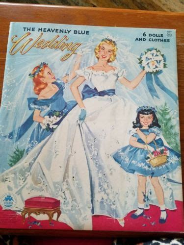 Uncut 1955 Vintage Paper Dolls The Heavenly Blue Wedding By Merrill