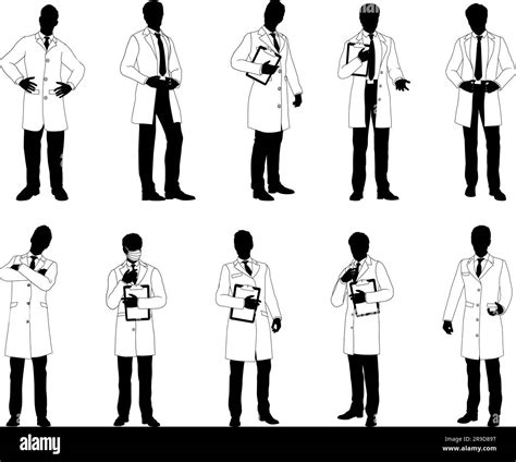 Scientists Professors Engineers Silhouettes Set Stock Vector Image