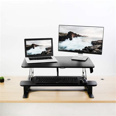 VIVO Black Height Adjustable 32 Inch Stand Up Desk Converter Quick Sit