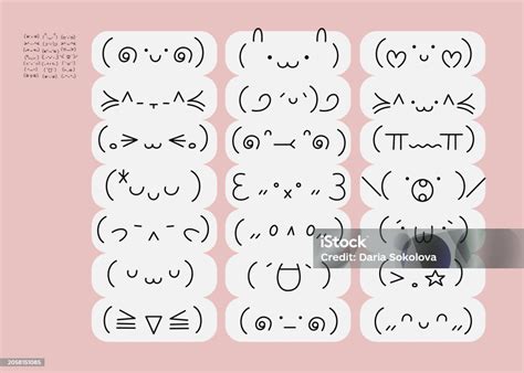 Set With 21 Kawaii Kaomoji Emoticons Stock Illustration - Download ...