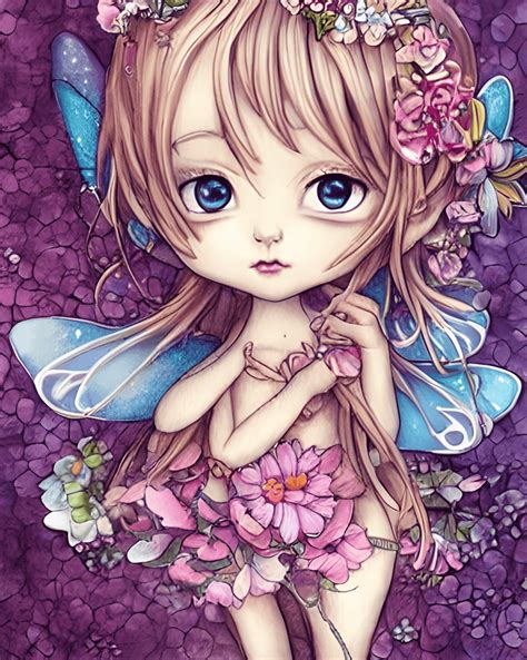 Fairies Kawaii Chibi Cartoon Watercolor Graphic Creative Fabrica