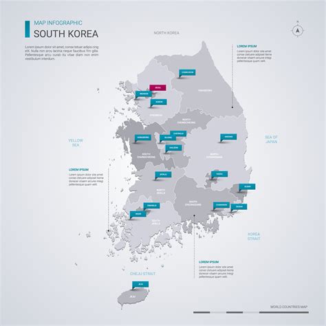 South Korea Vector Map With Infographic Elements Pointer Marks