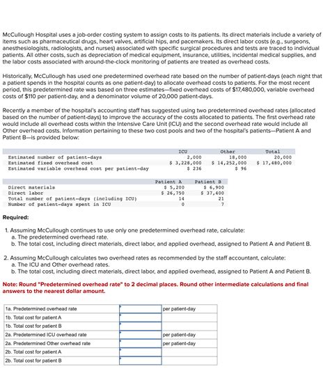 Solved Mccullough Hospital Uses A Job Order Costing System Chegg