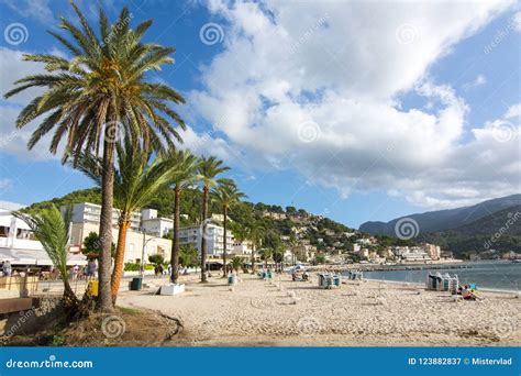 Port Soller Beach, Mallorca, Balearic Islands, Spain Editorial ...