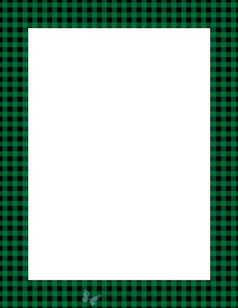 Printable Black And Green Gingham Page Border