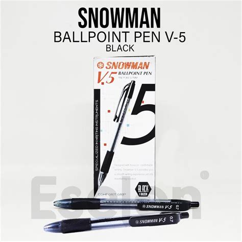 Jual Pc Pulpen Snowman V Hitam Ballpoint Snowman V Cetek Asli