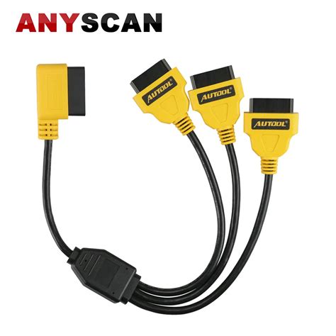 Autool Obd Obd2 Extension Cable 1 To 3 16 Pin Style 50cm Car Diagnositc Cables Connectors Male