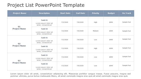 Free Editable Project List Templates For Powerpoint Slideuplift