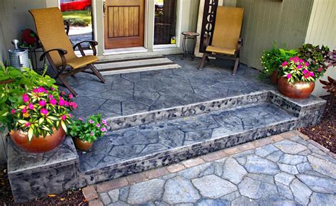 Stamped Concrete Walkways Stairs Custom Construction Services