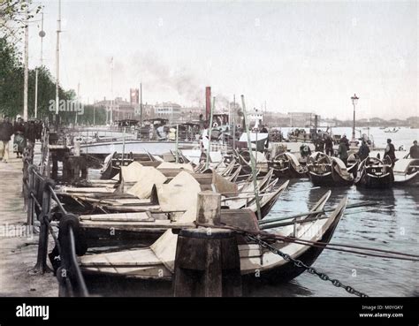 Small Boats Along The Bund Shanghai China C1880s Stock Photo Alamy