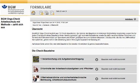 Anleitung Bgw Orga Check Bildschirmfoto Bersicht Bgw Online