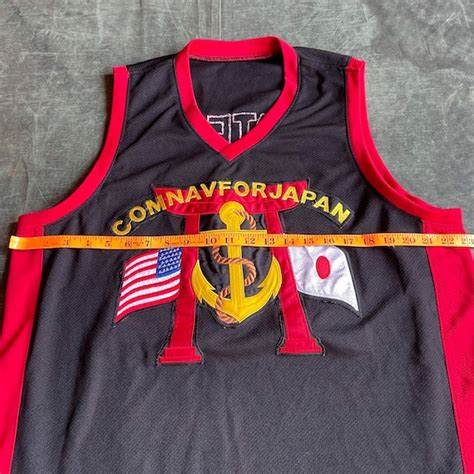 Rare Us Navy Comnav For Japan Basketball Jersey Anch Gem