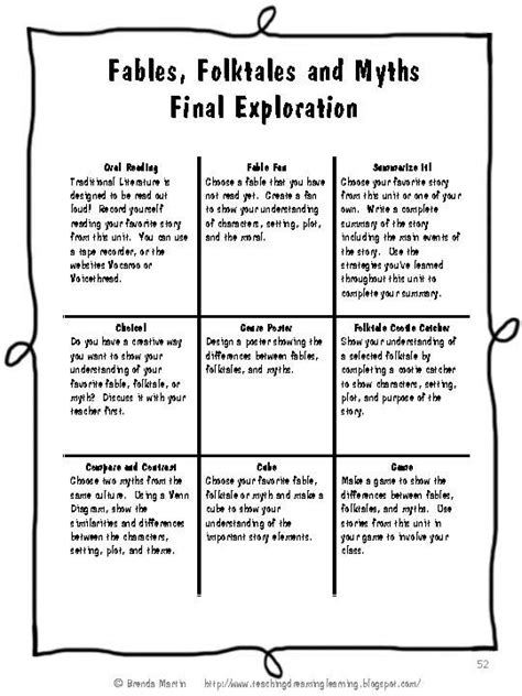 Printable Folktales For Third Grade