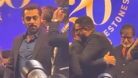 Salman Khan Hugs Abhishek Bachchan And Amitabh Bachchan At A B Day