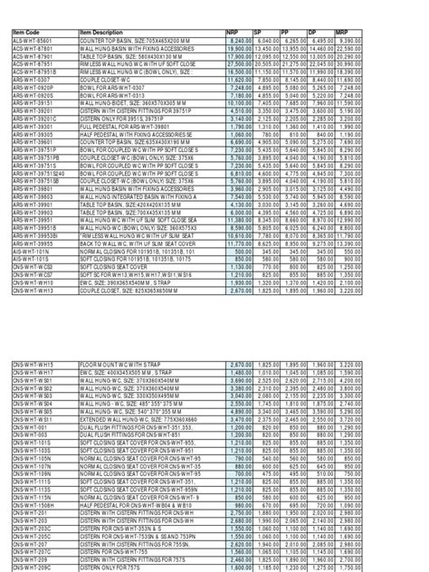 Jaquar Catalogue Price List At David Allmon Blog