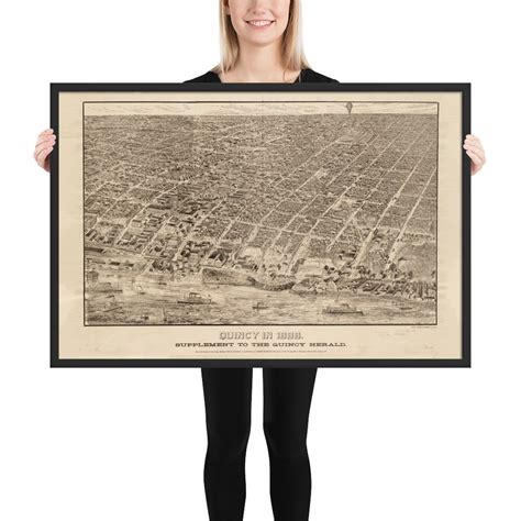 quincy ma map  vintage massachusetts city  etsy