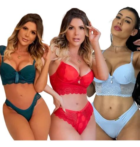 Kit Conjuntos Lingerie Premium Luxo Calcinha Sutiã Parcelamento sem juros