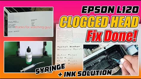 EPSON L120 CLOGGED HEAD BLACK NOT PRINTING Fix Done By Shienn M