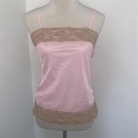 Vintage Lingerie Top Frosty Pink With Latte Colored Depop