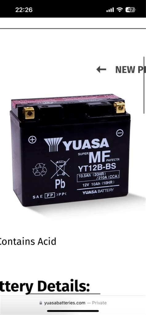 Yuasa Yt B Bs Motorcycle Battery Motorcycles Motorcycle Accessories