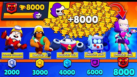 Nonstop To 8000 Trophies Without Collecting Trophy Road Box Opening Brawl Stars Youtube