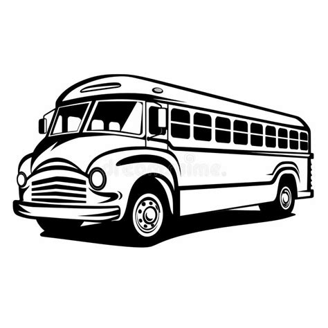 Download Vintage Bus Clip Art in Dark White and Black Style Stock ...