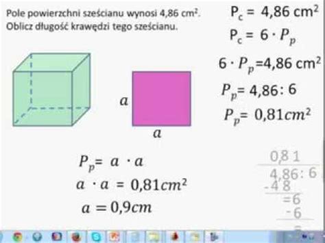 Oblicz długość krawędzie sześcianu znając jego pole powierzchni