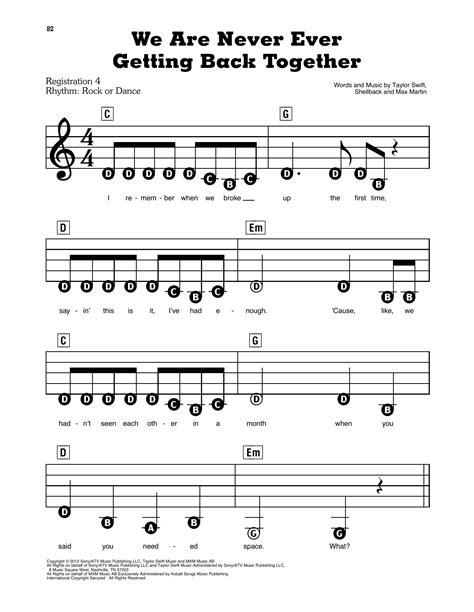 We Are Never Ever Getting Back Together By Taylor Swift Sheet Music For E Z Play Today At Sheet