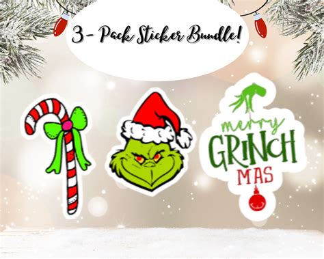 3 Pack The Grinch Christmas Sticker Bundle 3 Stickers Etsy