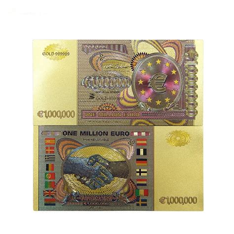 Gold Foil Banknote One Million Colored Euro Paper Note European Replica