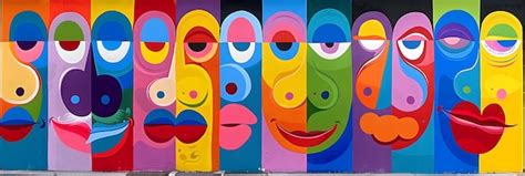 Vibrant Mural Depicting Emotions Premium Ai Generated Image