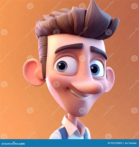 3d Illustration Of A Cartoon Character With Brown Hair And Blue Eyes