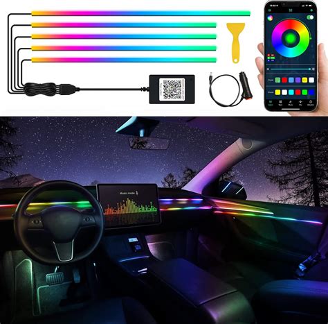 Acrylic Interior Car Led Strip Light With Wireless App Rgb